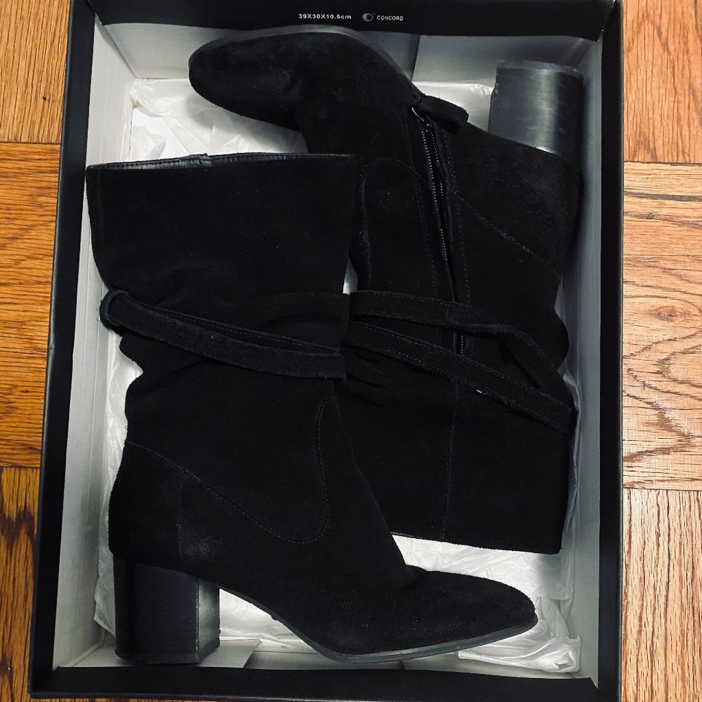 TAHARI Black Johnny Suede Boots